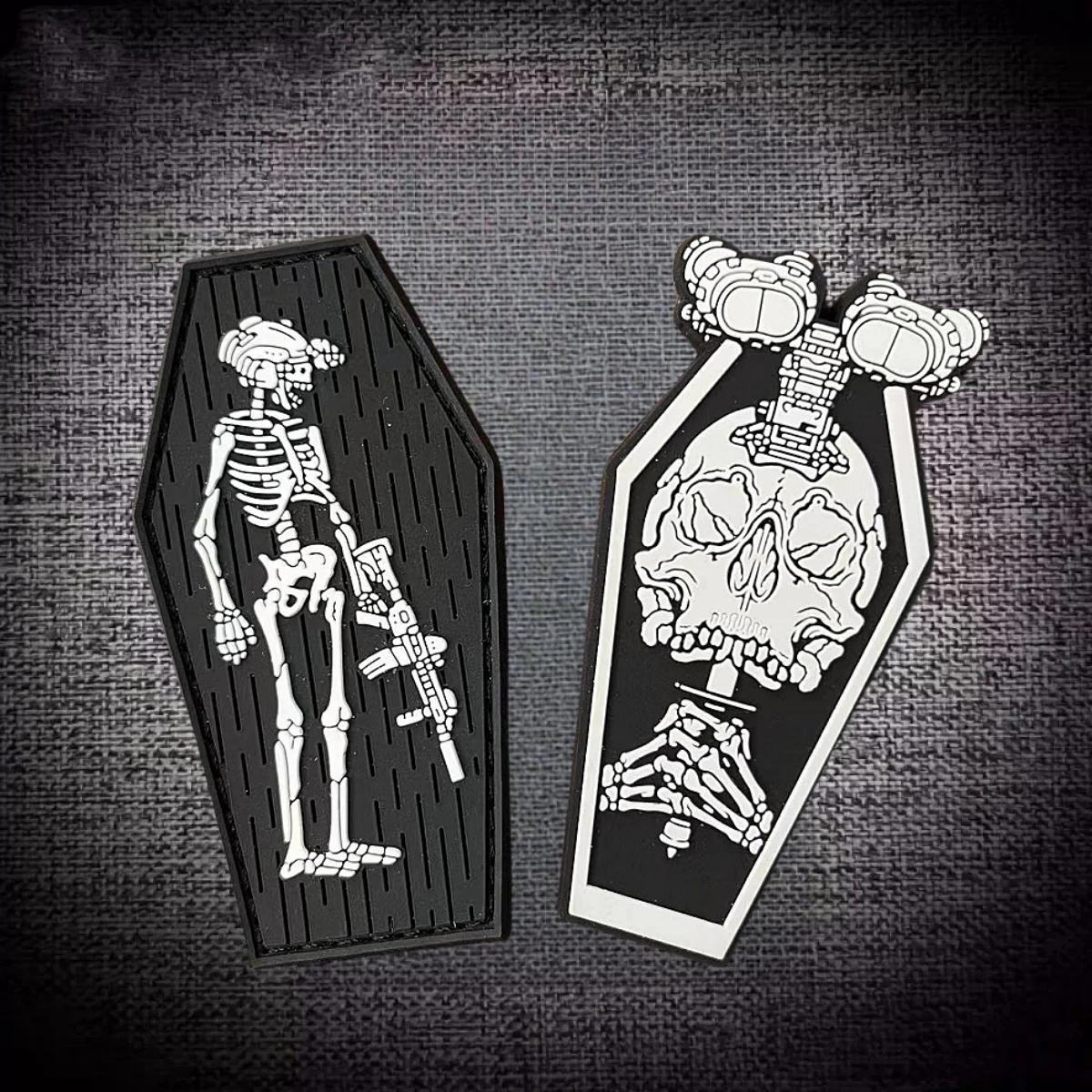 Clear. HOT-réplica de Calavera, parches tácticos de PVC, emblema de moral, recuerdo MORI, insignia de ataúd, pegatina de bucle de gancho de mochila - imagen 3