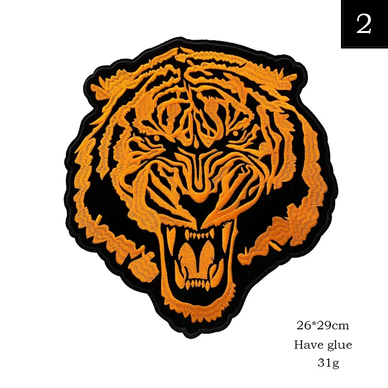 Parche de Animal con cabeza de guepardo y Tigre, bordado de tela dorada, pegatinas para abrigos, reparación de agujeros dañados, accesorios de ropa, decoración - imagen 2