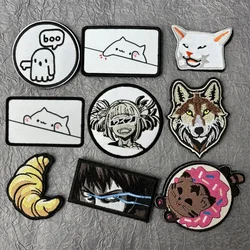 Parche bordado de gato - moral táctica, gancho y bucle para ropa