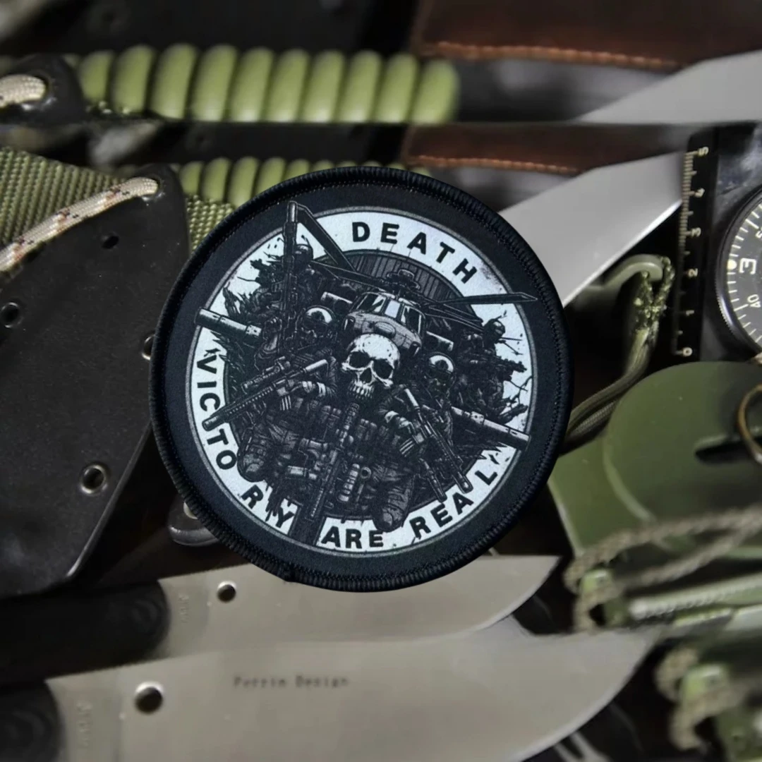 Parche táctico MORATH AND VICTORY ARE REAL Morale, brazalete con gancho y bucle impreso, pegatina decorativa para mochila o ropa