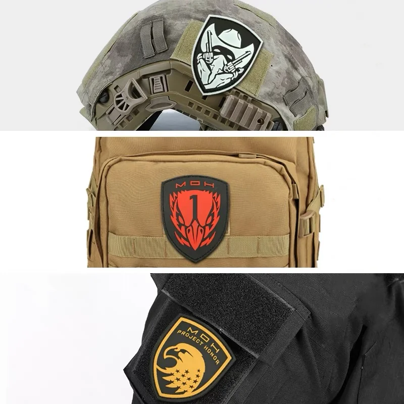 Insignia de Medalla de Honor moral, parches luminosos de gancho y bucle, brazalete de águila, vaquero, parche militar de PVC, pegatinas tácticas para mochila - imagen 3