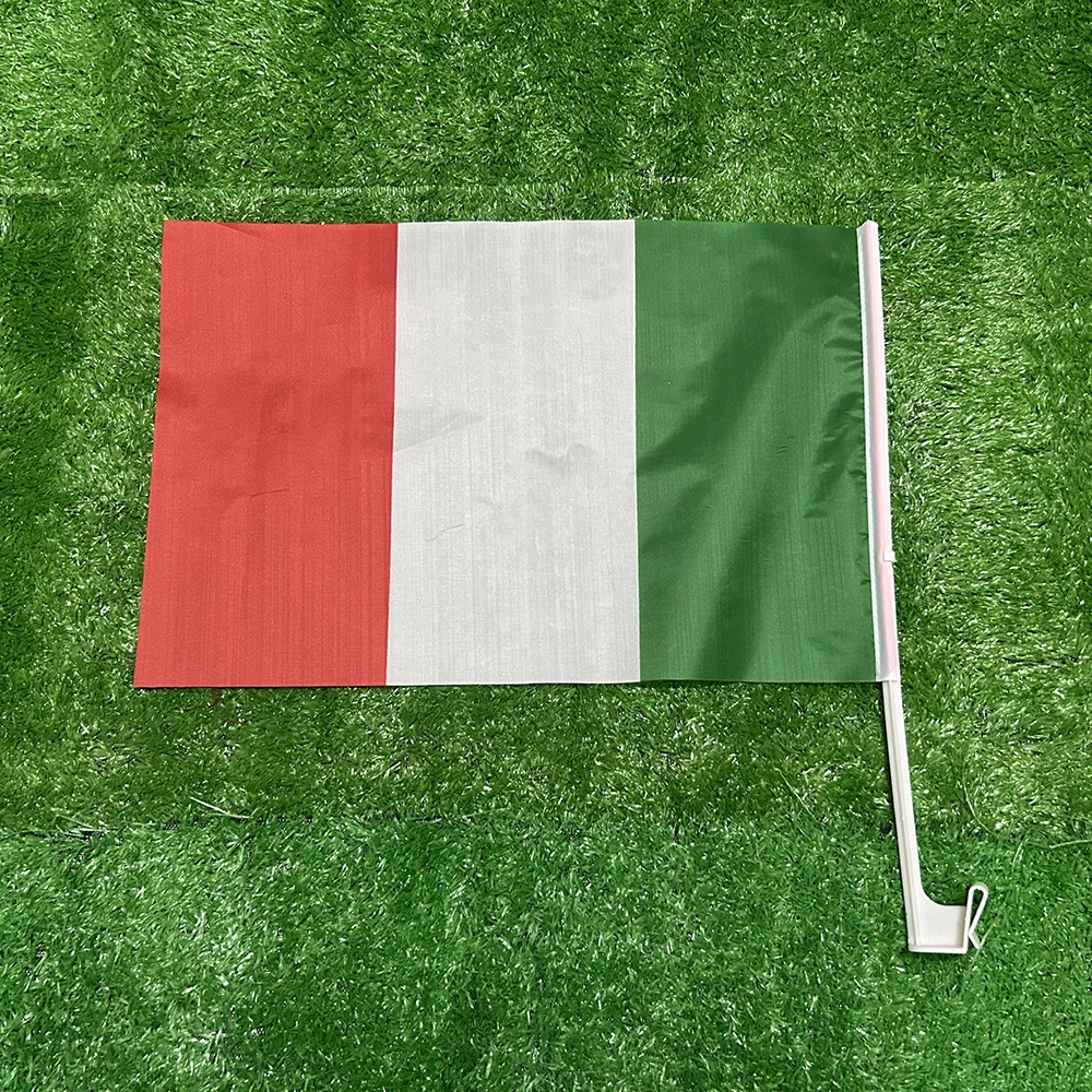 SKY BANDE Bandera del coche de Italia 30*45 cm Bandera ondulada del coche de Italia Bandera nacional Bandera ondeante del portador estándar con mástil de plástico - imagen 2