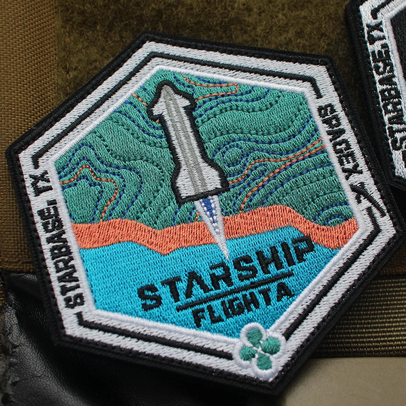 Starship SpaceX-parches bordados de exploración, insignia táctica de vuelo Starbase TX, brazalete para ropa, mochila, decoración DIY - imagen 4