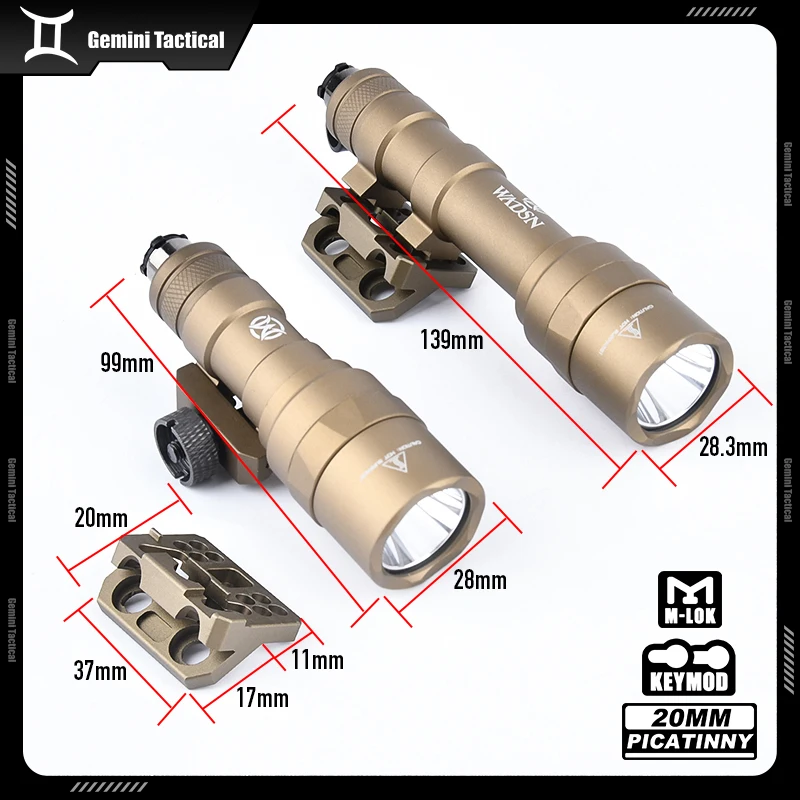 WADSN-linterna exploradora Airsoft Surefir M300C SF M600U, luz LED blanca, Base de M-LOK Keymod de Metal compatible con riel de 20mm, accesorios de caza - imagen 3