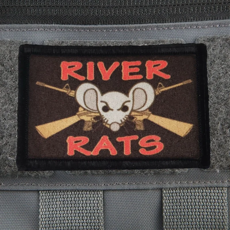 Parches tácticos estampados de ratas de Río, Parche de gancho y bucle para chaleco, insignia militar de moral de ratón y pistola, brazalete, pegatinas de mochila - imagen 2