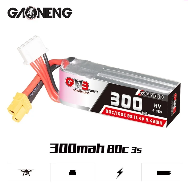 GAOGENG-batería Lipo 3S GNB 11,4 V 80C 300mah para BETAFPV Beta75X 3S Beta65X 2S Whoop Drones, piezas 3S XT30, enchufe 2/4/6/10 piezas - imagen 2