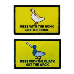 Don't Mess with the Quack Goose & Honk Get Bonk parches-2 "x 3" moral Hook & Loop para sombreros, Jeans, chalecos