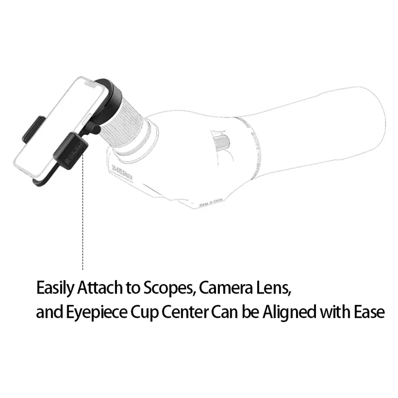 Soporte adaptador de teléfono de óptica vectorial, abrazadera giratoria de montaje con Clip, Material de goma suave adjunto a binoculares de alcance y observación - imagen 2