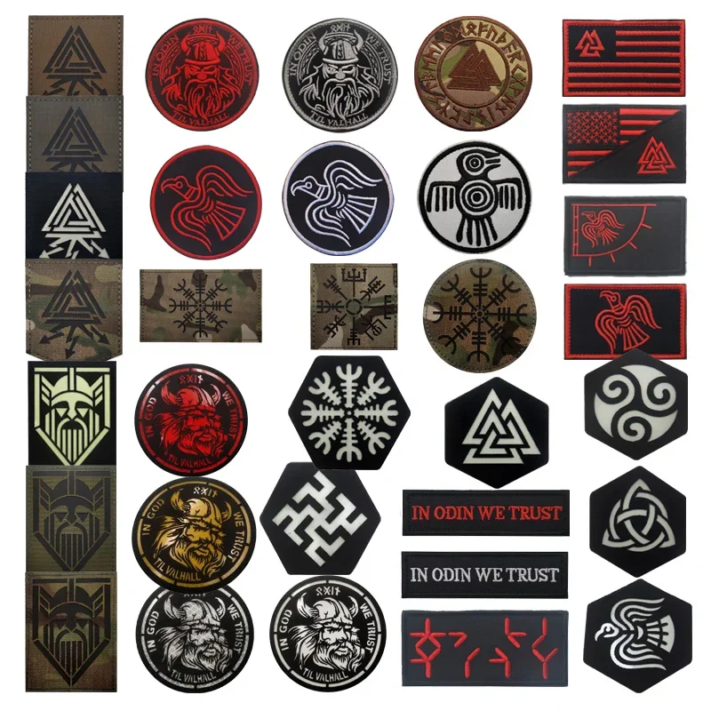 Insignia táctica IR reflectante infrarrojo vikingo Amband PVC VALHALLA Admit One Pirate Live Again Die parches históricos para ropa