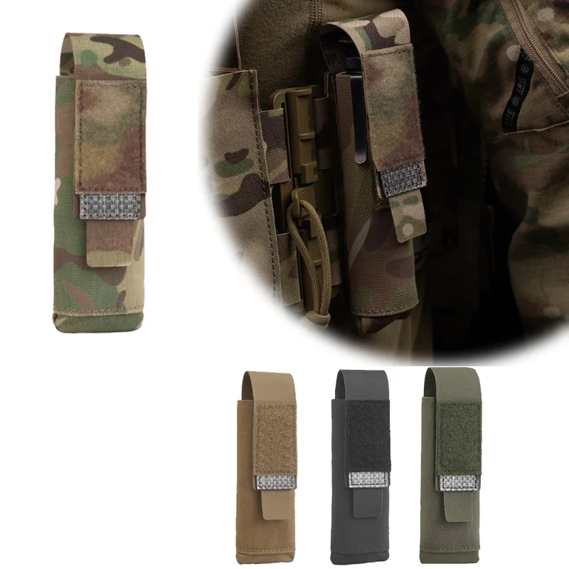 Organizador de herramientas para caza al aire libre, bolsa para linterna, solapa trasera, correas MOLLE, organizadores varios