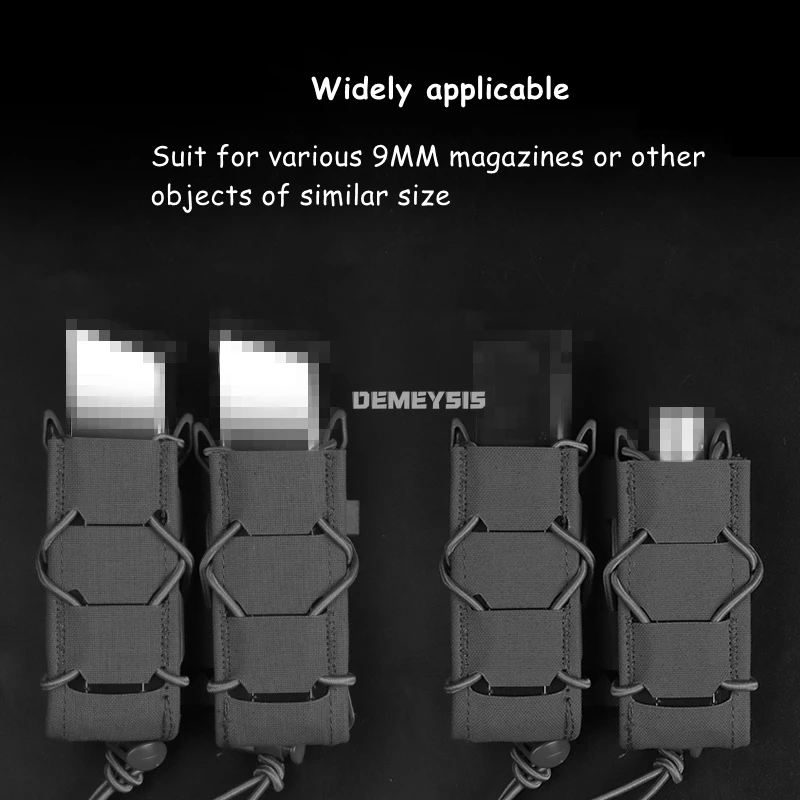 Bolsa para revistas de 9mm, bolsa doble para pistola Mag, bolsa Molle para linterna, soporte para linterna, funda táctica para cuchillo de caza, tiro Airsoft - imagen 5