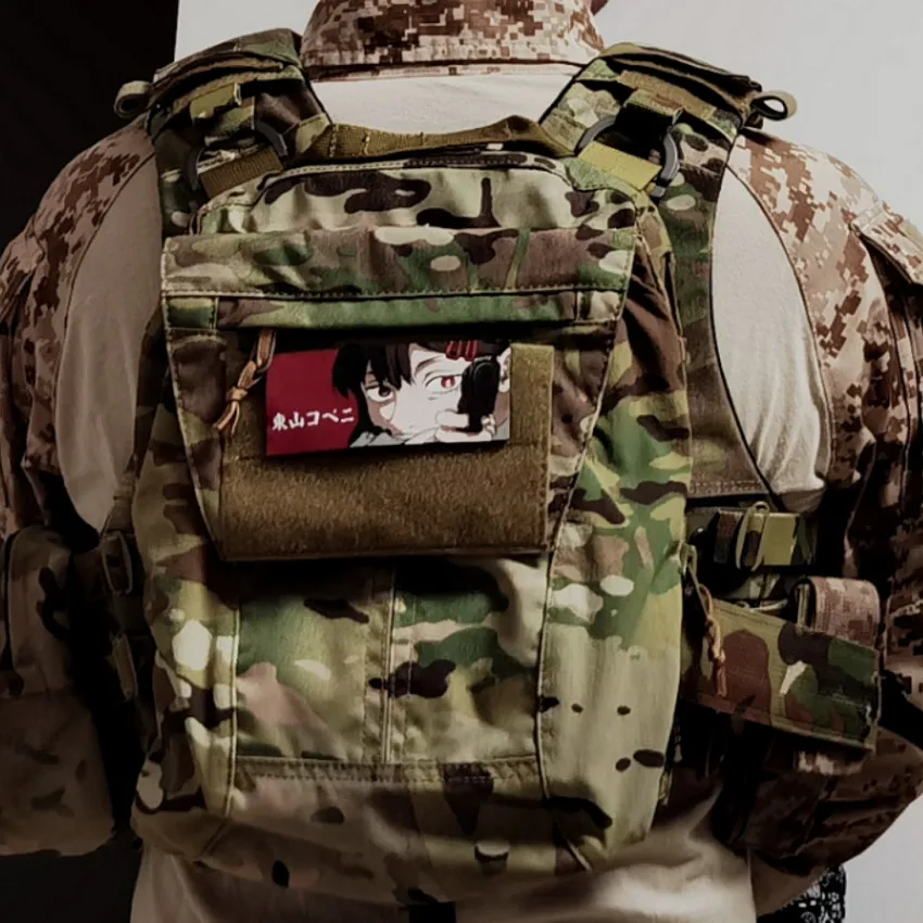 Parches bordados rojos de motosierra para hombre, Higashiyama, cazador de demonios, brazalete táctico militar DIY para ropa, mochila - imagen 5