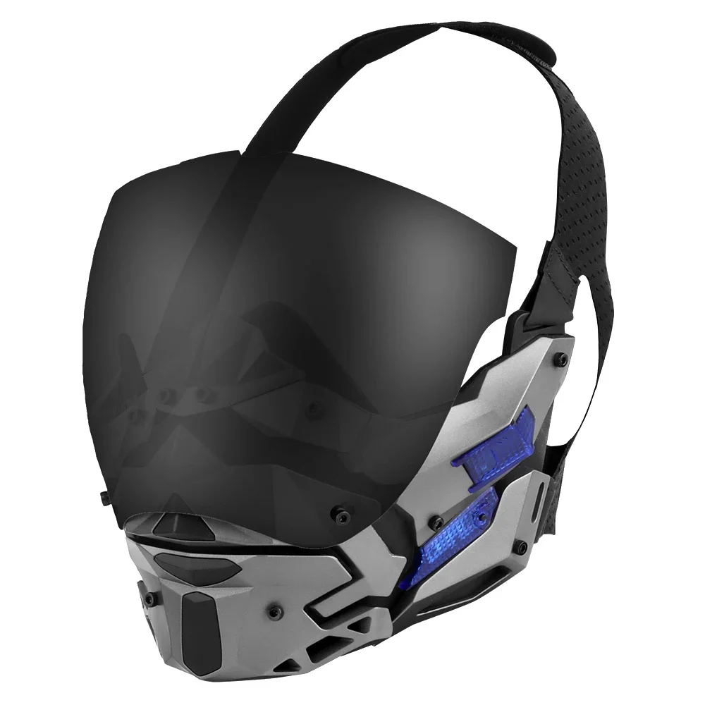 Máscara LED Cyberpunk para hombres, máscara facial desmontable para disfraz de Halloween, fiesta de vacaciones, película táctica Prors