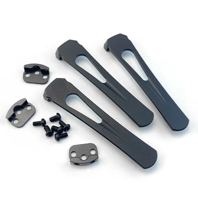 Con tornillos TI, cuchillo hecho de titanio CNC, Clip de transporte profundo mecanizado Modular estándar V2 para cuchillos Emerson Griptillian 551 hechos en banco - imagen 4