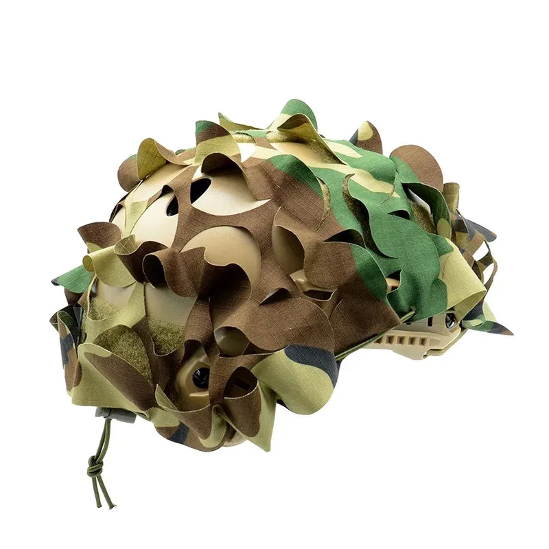 Funda casco camuflaje 3D hojas láser – Cubierta nylon táctica - imagen 2
