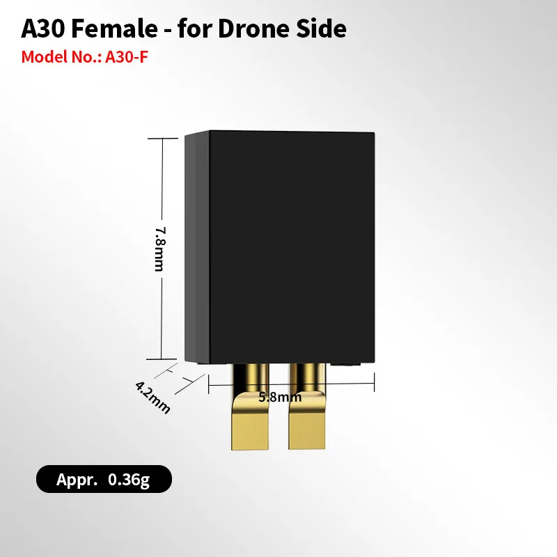 Conector batería GNB A30 BT2.0 FPV Whoop 1S macho hembra