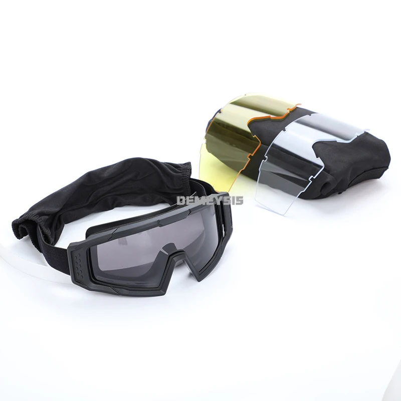 Gafas tácticas de combate a prueba de viento, lentes de protección para Paintball, caza al aire libre, senderismo, deportes, 3,8 MM, PC - imagen 2