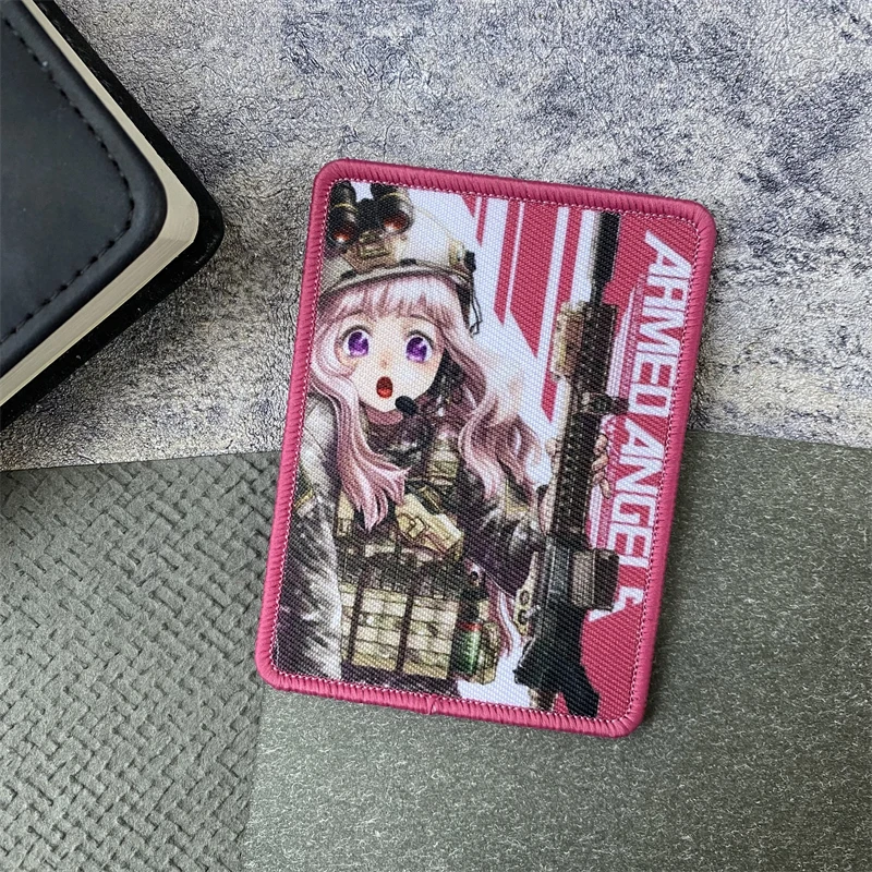 Parche con insignia de moral impresa de Chica de Anime, brazalete táctico frontal para niña, gancho y bucle, mochila militar, accesorios para sombrero, pegatinas - imagen 2