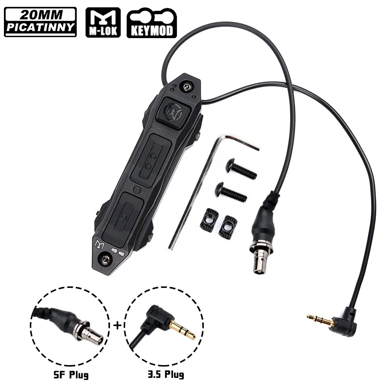 Interruptor de presión táctico Airsoft de doble función para PEQ-15 NGAL láser WADSN M600 M300 linterna a distancia con tres teclas - imagen 5