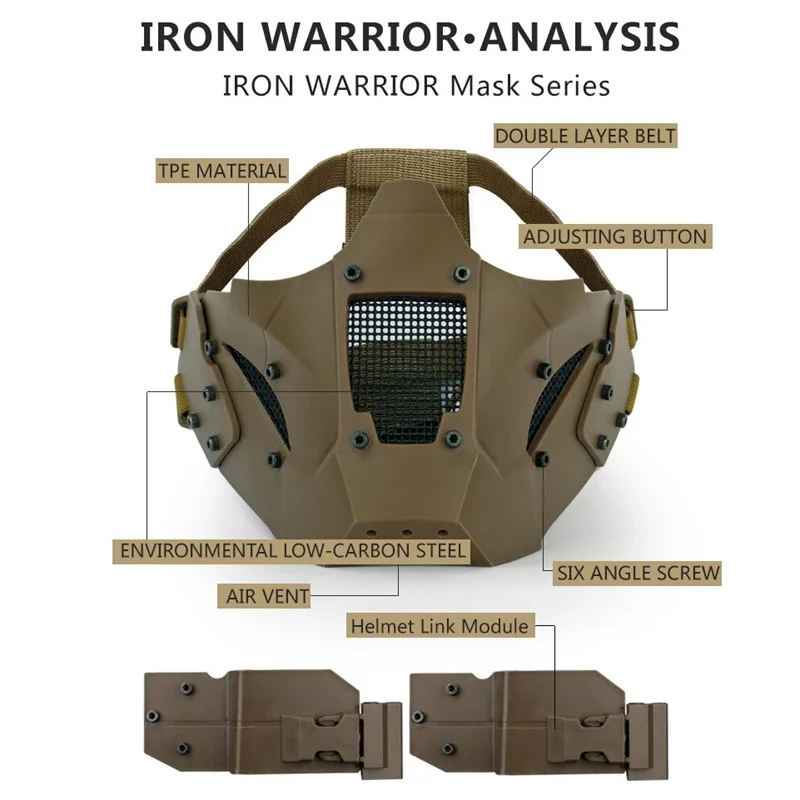 Máscara de caza de Paintball CS, máscara de media cara de combate táctico, máscara protectora de juego de guerra para casco rápido - imagen 3