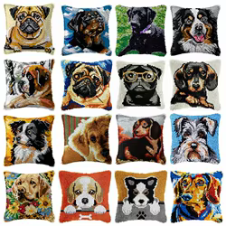 Kit gancho pestillo perros – Funda cojín bordada artesanal