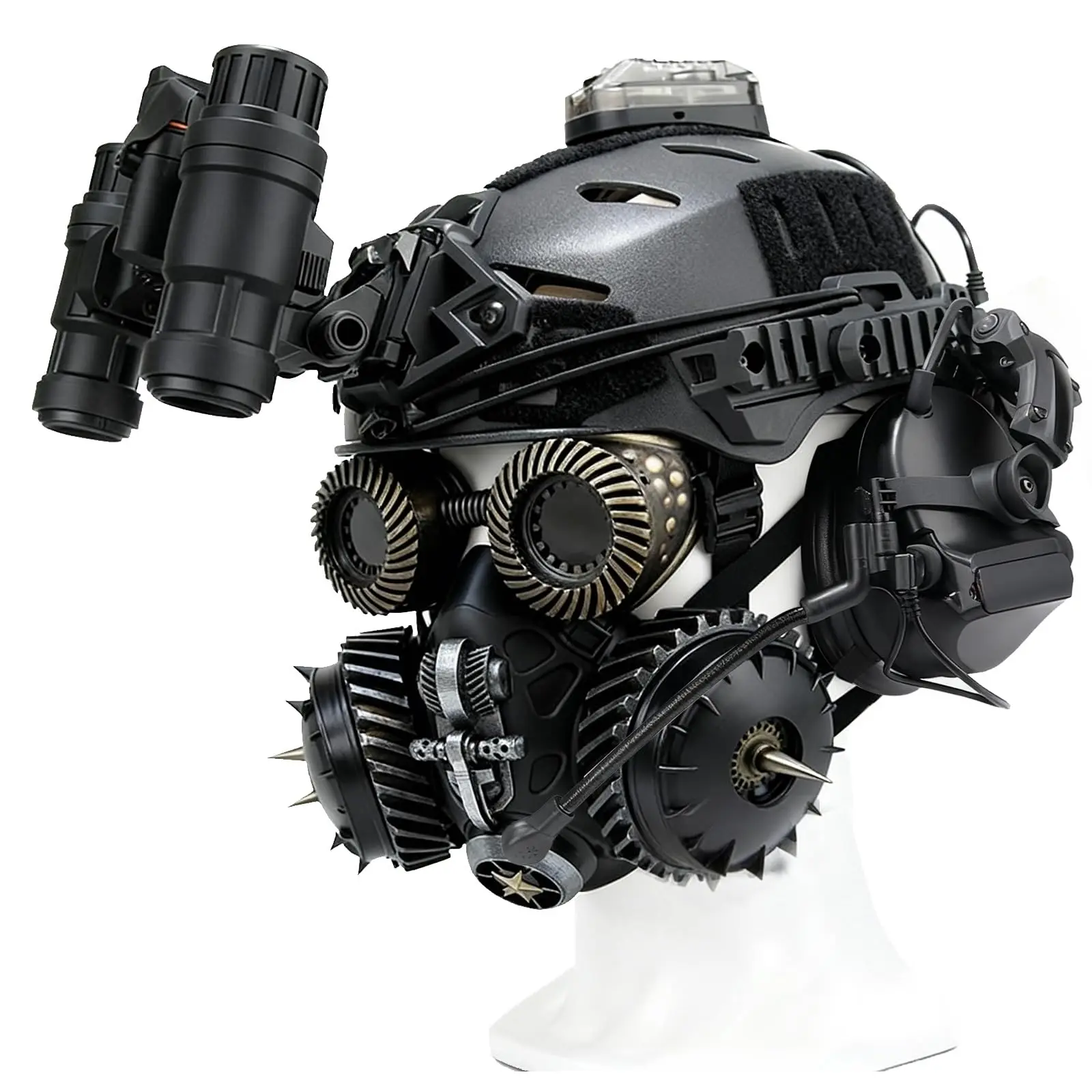 Conjunto de casco táctico Airsoft estilo militar gótico con sistema de comunicación, kit de casco Cyberpunk Airsoft para Paintball y Cosplay