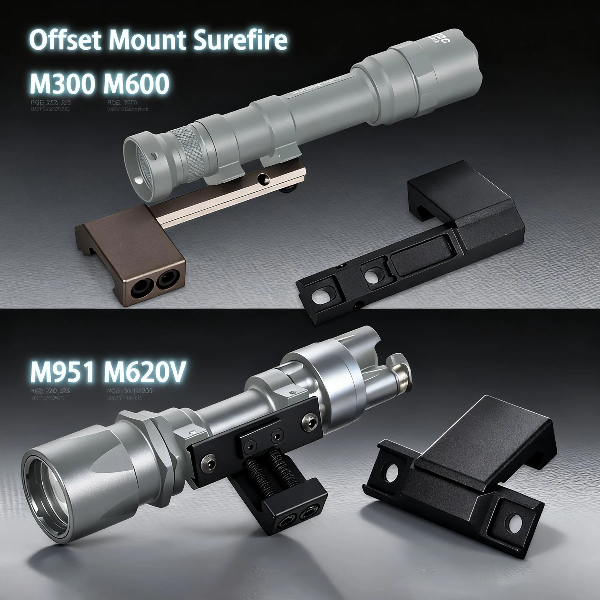 Linterna táctica Surefire M300 M600 M951 M620V, montaje compensado, Rifle Airsoft M300B M600C, luz de 20mm, accesorios de soporte de riel - imagen 4