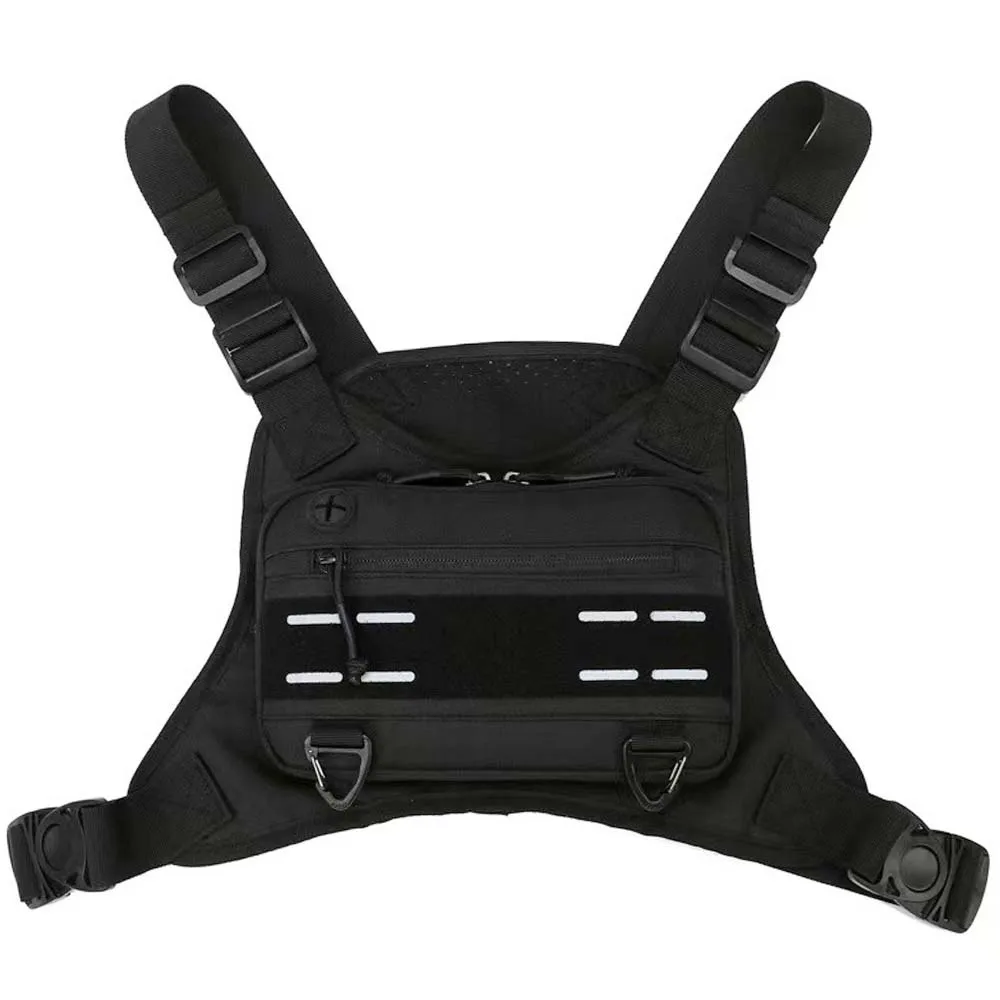 Bolsa de pecho táctica impermeable con soporte para móvil