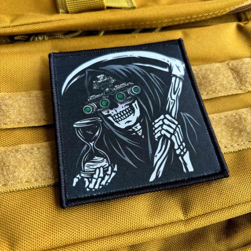 Parche táctico de Cuenta regresiva hasta la muerte, insignia de moral de Calavera, estampado de gancho y bucle, brazalete militar, mochila, pegatina de muerte - imagen 4