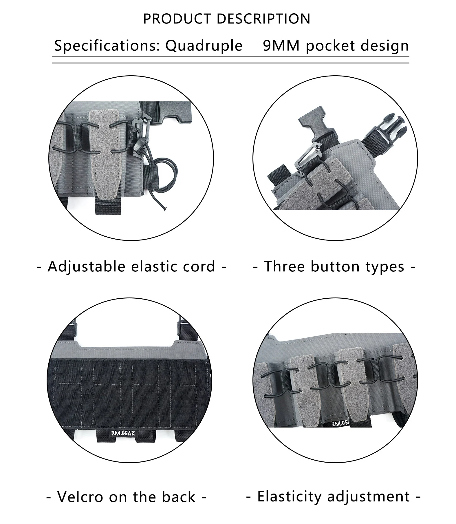Pecho táctico colgante portátil SMG, equipo multifuncional para exteriores, juego de guerra, caza deportiva, hombres y mujeres - imagen 3