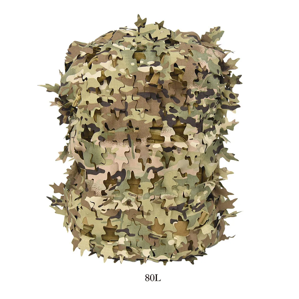 Funda para mochila de red disfrazado con forma de hoja biónica 3D, 60L, 80L, corte láser, funda para mochila de caza, paracaidista - imagen 3