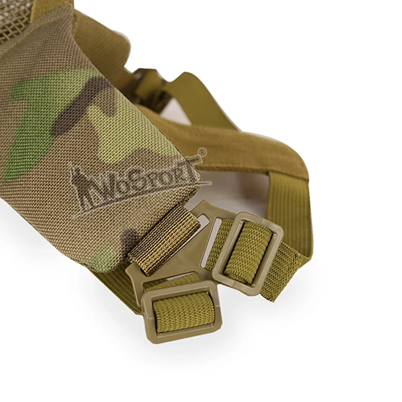 Mascarilla táctica de media cara para Airsoft y Paintball CS, Máscara protectora de malla de acero plegable para ciclismo al aire libre, equipo militar para fanáticos - imagen 2