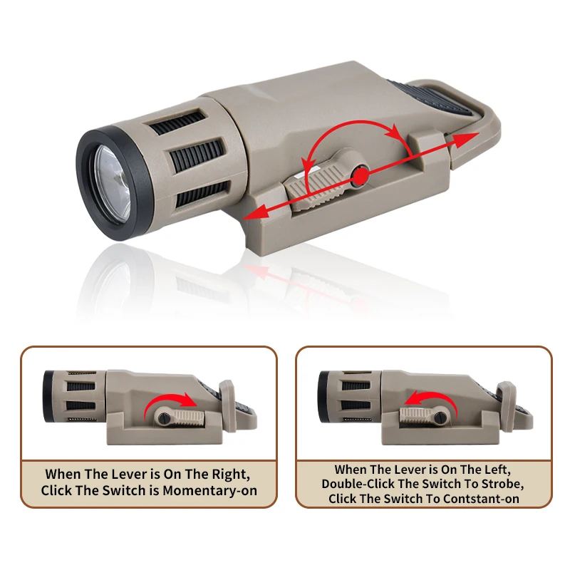 WADSN WML GEN2 táctico Airsoft LED linterna estroboscópica casco arma caza luz iluminación exterior ajuste 20mm Rail 400 lúmenes - imagen 5