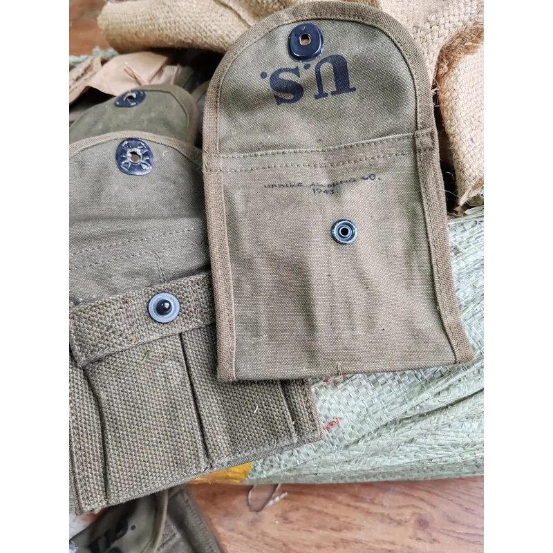 2 uds genuino ORIGINAL de la Segunda Guerra Mundial ejército de EE. UU. M1 M2 carabina lona revista bolsa bolsa militar excedente - imagen 5