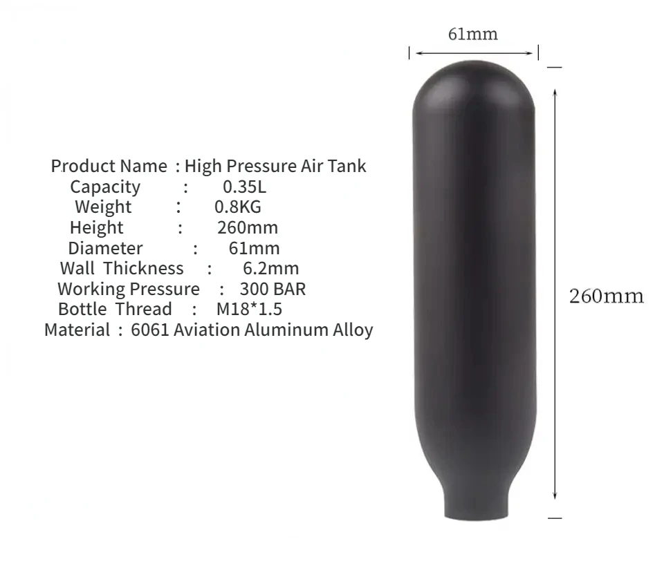 Hpa buceo 0.22L/0.35L/0.42L cilindro de gas 300bar 4500psi tanque de ar co2 garrafa de agua de soda para estação equipamento d - imagen 4
