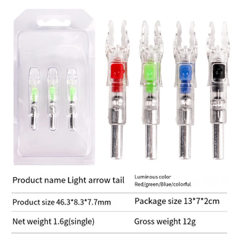 Flecha de Nock luminosa automática, arco iluminado, LED brillante, cola, ajuste ID, eje de flecha de 6,2mm, 3 piezas - imagen 3