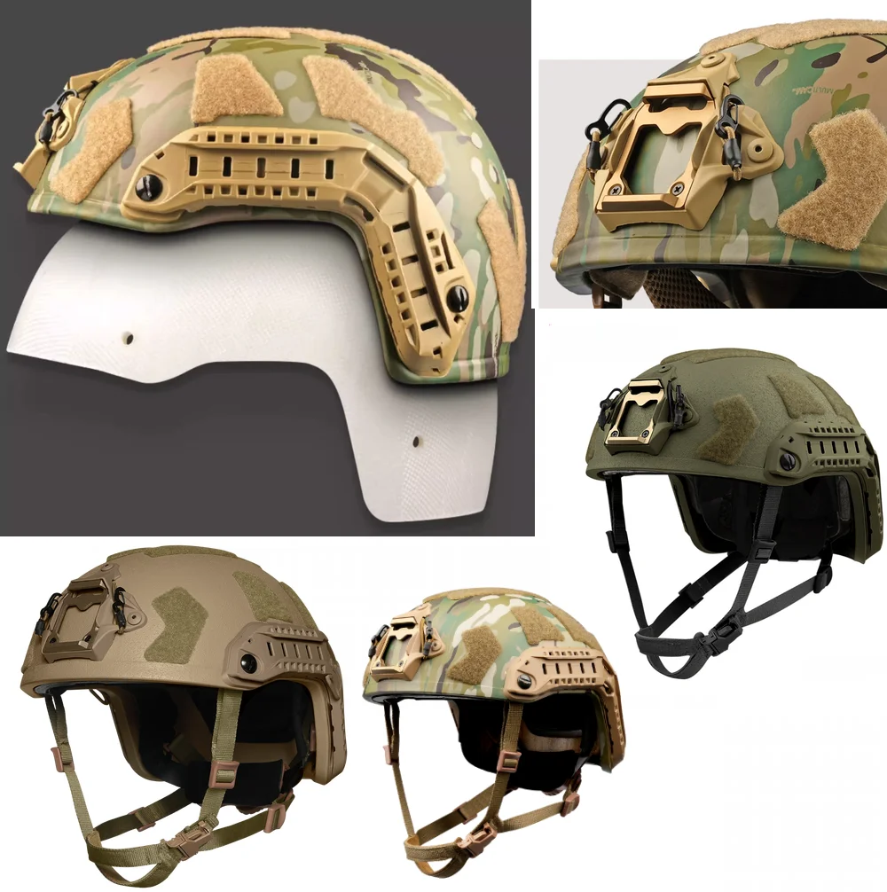 Casco táctico FAST SF de alto rendimiento UHMW-PE NIJ IIIA a prueba de balas, mejora balística de corte alto, sistema interno de Wendy