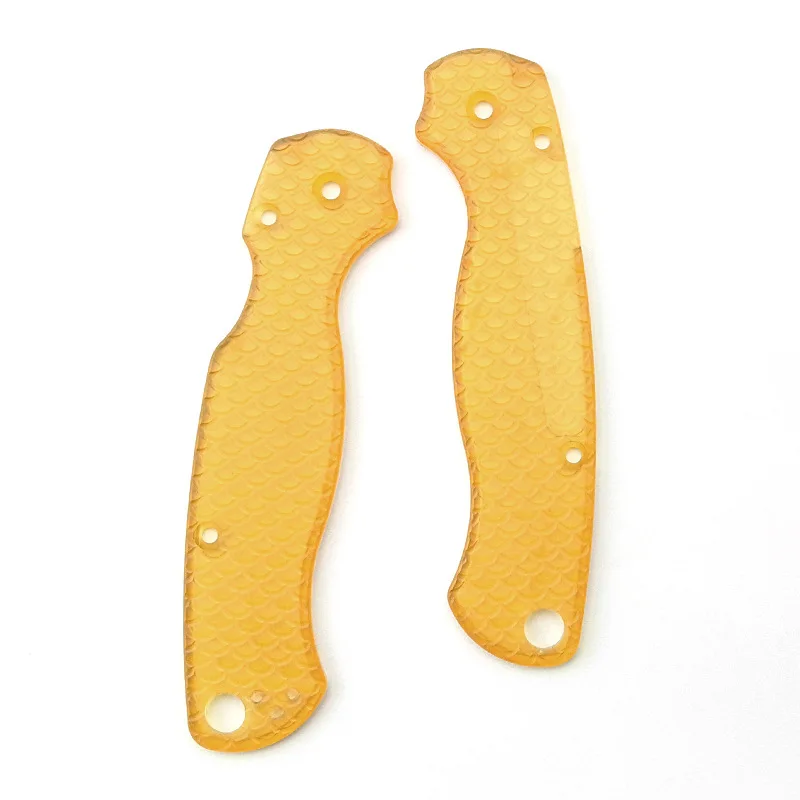 Escamas de mango de cuchillo plegables con patrón de pescado PEI transparente para cuchillos Spyderco genuino C81, periquito 2, piezas de bricolaje, 1 par - imagen 2