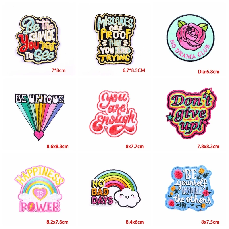 Parche bordado Kindness Is Magic/Cartoon, letras arcoíris, parches termoadhesivos para planchar en la ropa, 10 piezas - imagen 5