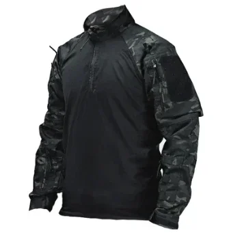 Camisas tácticas, camisa de combate, ropa para hombre, camisetas de manga larga, camiseta transpirable Airsoft, camisetas de camuflaje de secado rápido para Paintball, algodón - imagen 2