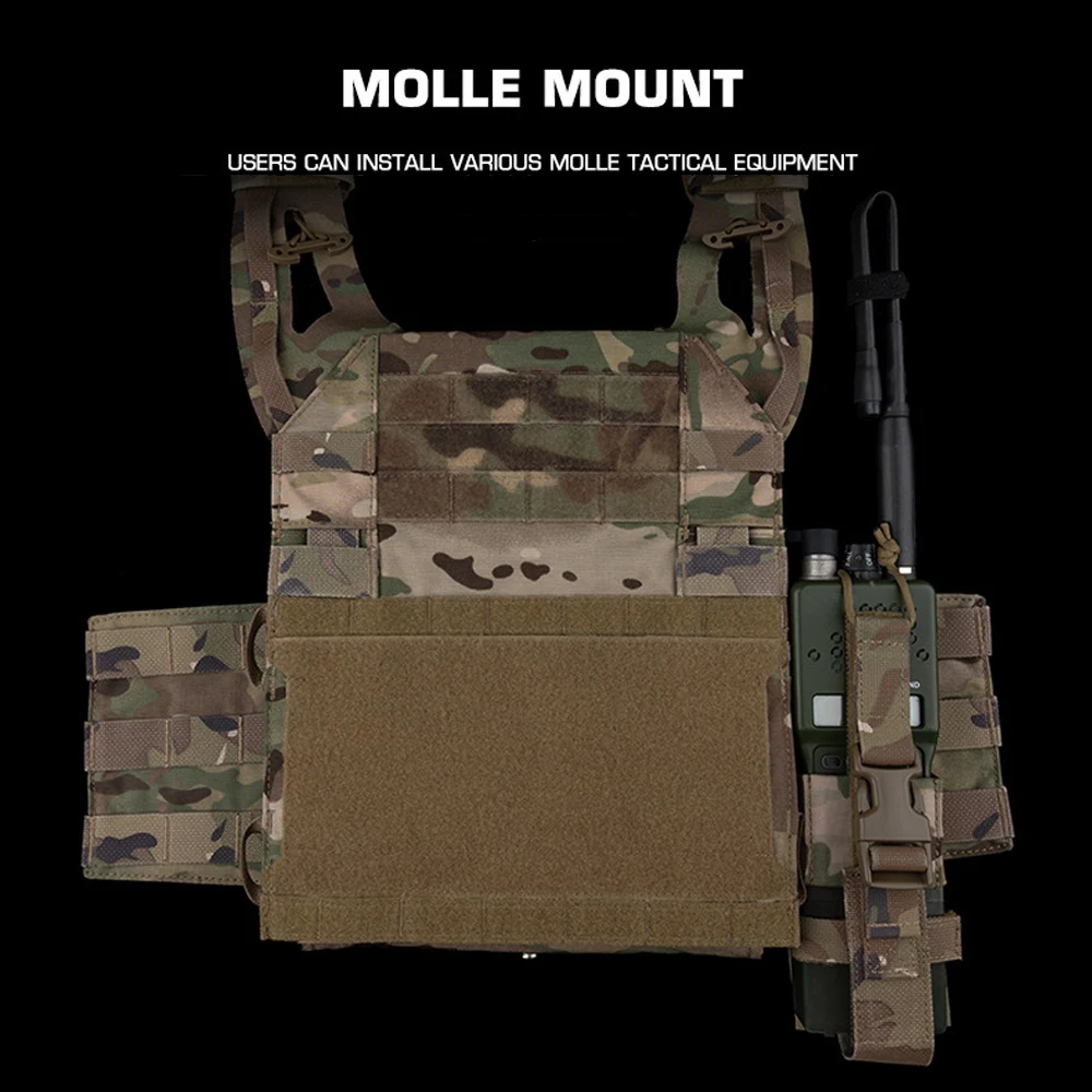 Chaleco táctico de montaje lateral, Panel MOLLE, gancho, soporte de Radio de caza, portador de placa serie R, accesorios para chaleco Airsoft extendido - imagen 5