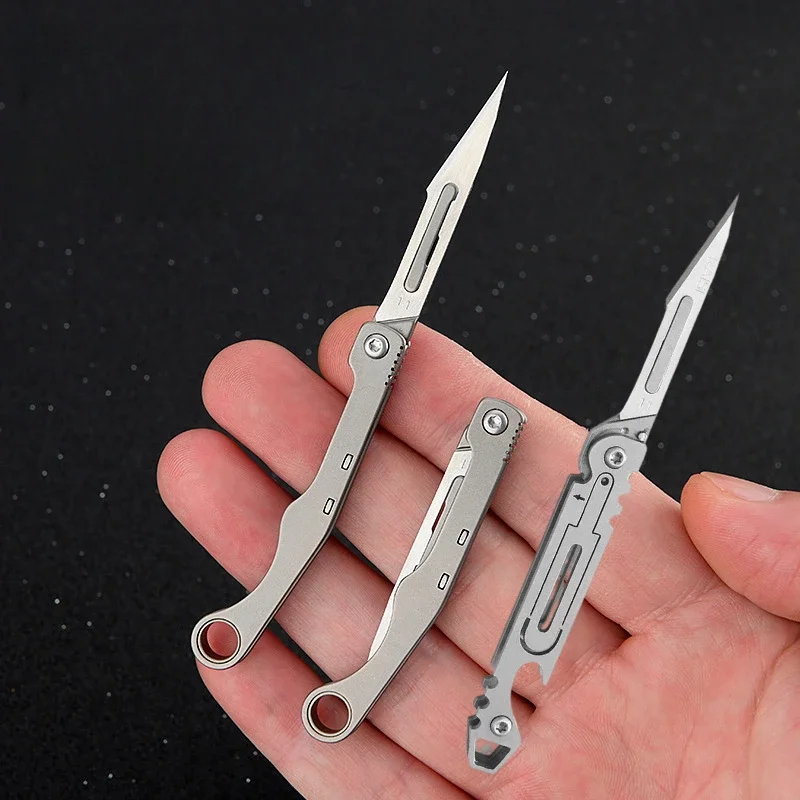 Cuchillo EDC plegable quirúrgico de titanio para acampar al aire libre - imagen 2