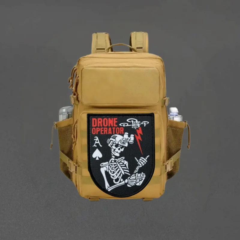 Parche con estampado de calavera para operador de Dron, chaleco táctico, sombreros con gancho y bucle, insignia de moral, pegatinas para mochila, parches para brazalete para ropa