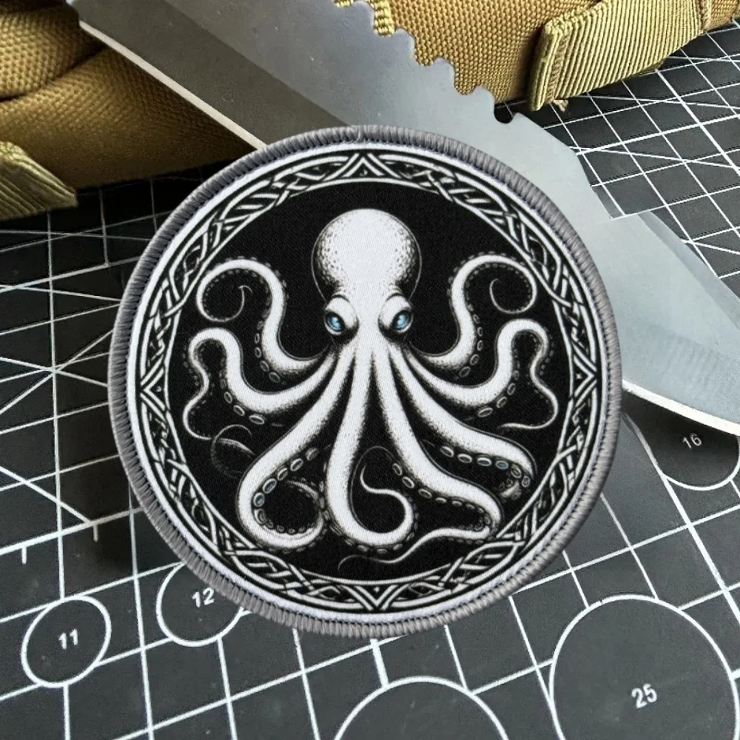 Parche táctico de pulpo, insignia de moral táctica, emblema del ejército militar, pegatina para mochila, parches impresos con gancho para ropa - imagen 4