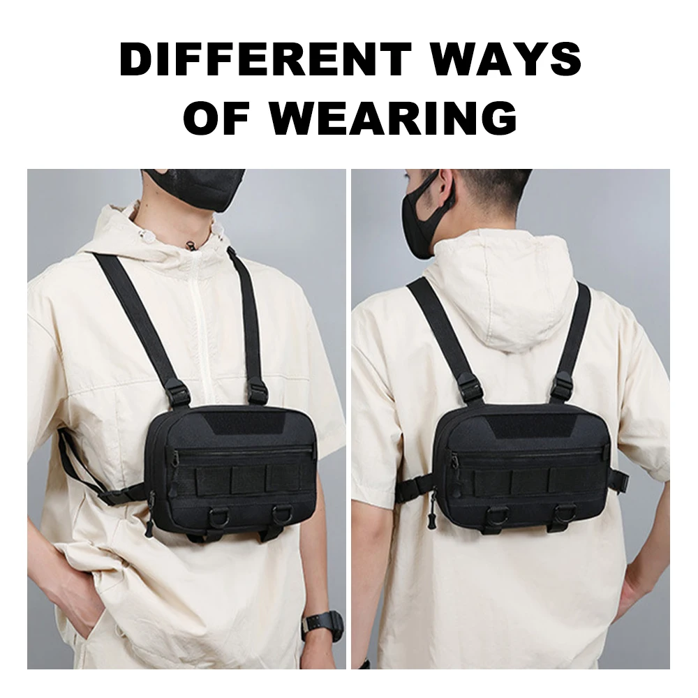 Bolsa táctica para chaleco en el pecho, mochila EDC, bolsa frontal para acampar al aire libre, ciclismo, senderismo, caza, escalada, pesca, señuelo, riñonera - imagen 4