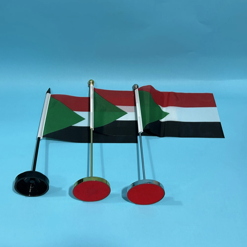 Bandera de escritorio de oficina de 14x21cm, bandera de Sudán, decoración de mesa, bandera nacional de Sudán, adornos de escritorio, banderas - imagen 4