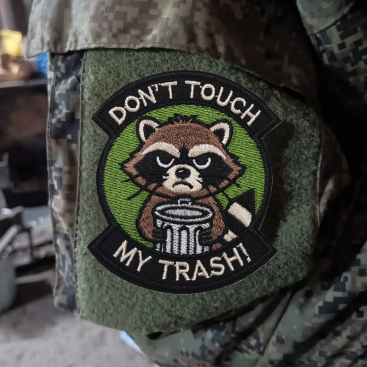 No toca a mi moral, parche táctico de mapache, brazalete militar, parches de gancho bordados para ropa, pegatina para mochila - imagen 2