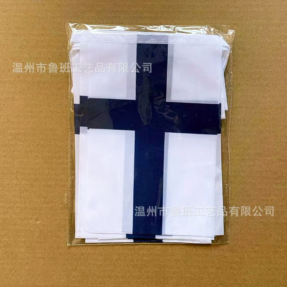 BANDERA DE SKY, banderines de Finlandia, 14x21cm, 20 unids/lote, banderas de hilo de Finlandia, banderín, pancarta, fiesta, vacaciones para decoración - imagen 2