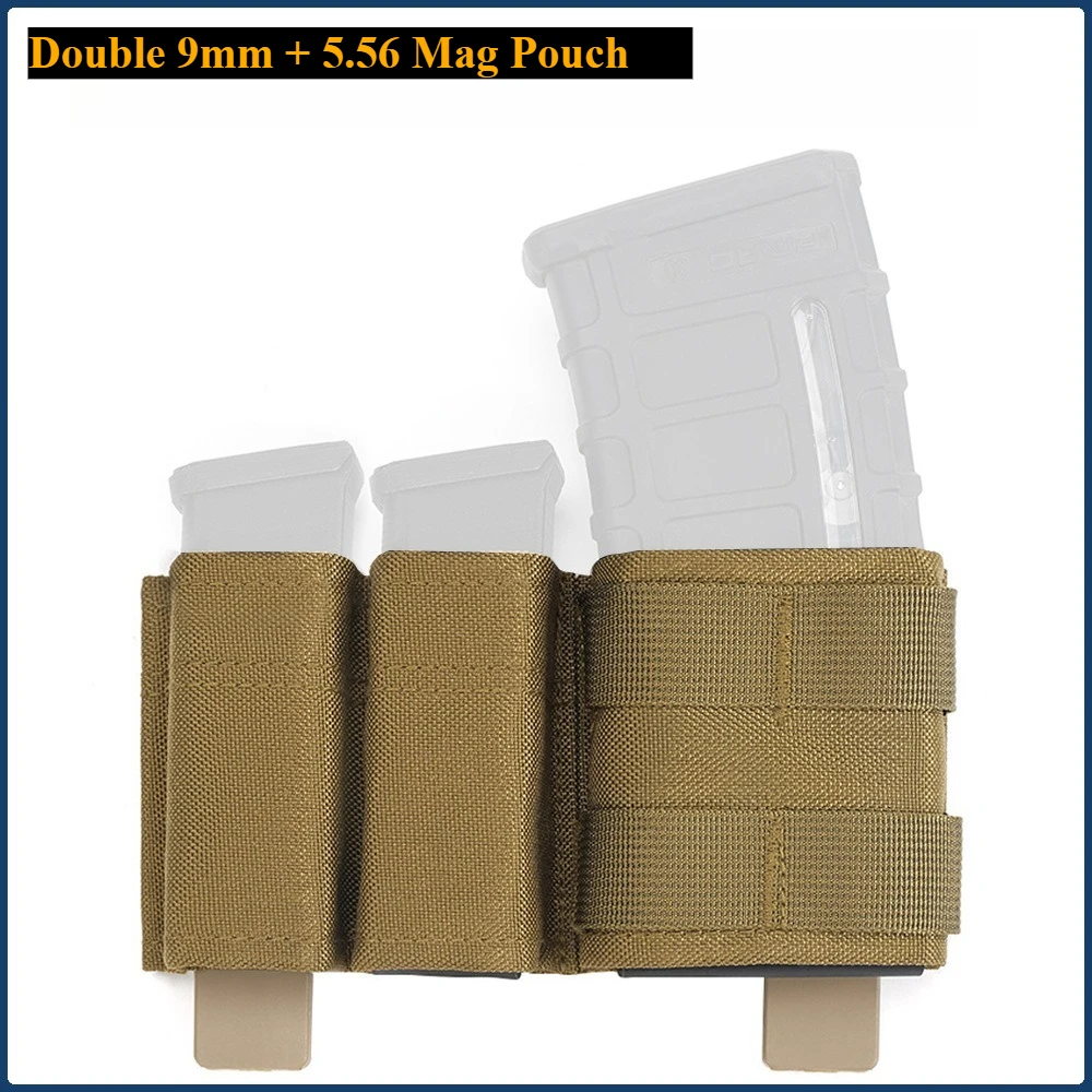 Bolsa táctica MOLLE para revistas dobles de 9 mm y individuales 5,56, bolsa de almacenamiento de accesorios rápidos - imagen 2