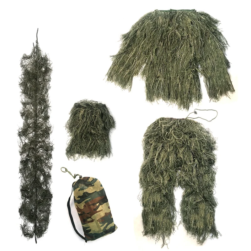 Traje táctico Ghillie para niños, camuflaje, bosque, trajes 3D, Airsoft, militar, niños y niñas, Paintball CS, ropa de juego de guerra - imagen 5